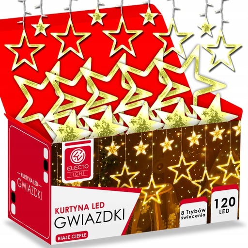 KURTYNA GWIAZDKI 120 LED CIEPŁA