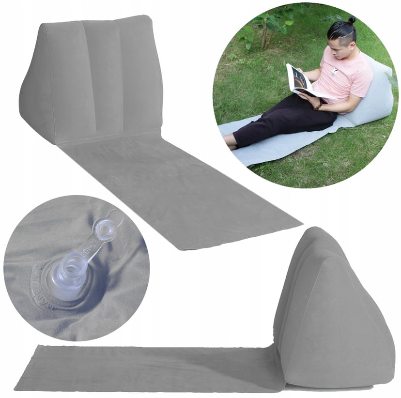 MATA PLAŻOWA FOTEL MATERAC Z DMUCHANYM OPARCIEM PODUSZKA LEŻAK TURYSTYCZNY