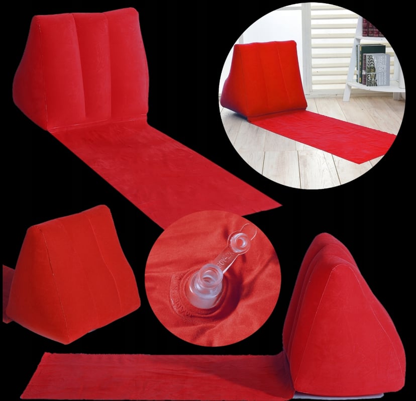 MATA PLAŻOWA FOTEL MATERAC Z DMUCHANYM OPARCIEM PODUSZKA LEŻAK TURYSTYCZNY