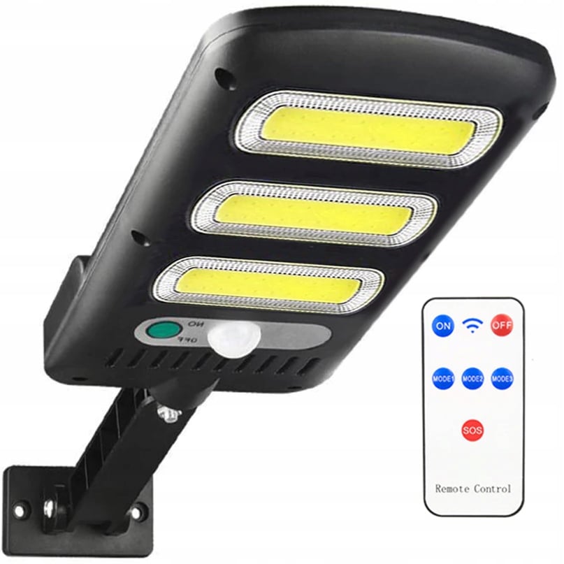 MOCNA LAMPA SOLARNA ULICZNA 24W CZUJNIK RUCHU ZMIERZCHU PILOT 1800LM