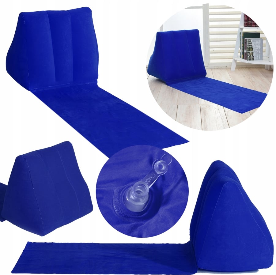 MATA PLAŻOWA FOTEL MATERAC Z DMUCHANYM OPARCIEM PODUSZKA LEŻAK TURYSTYCZNY